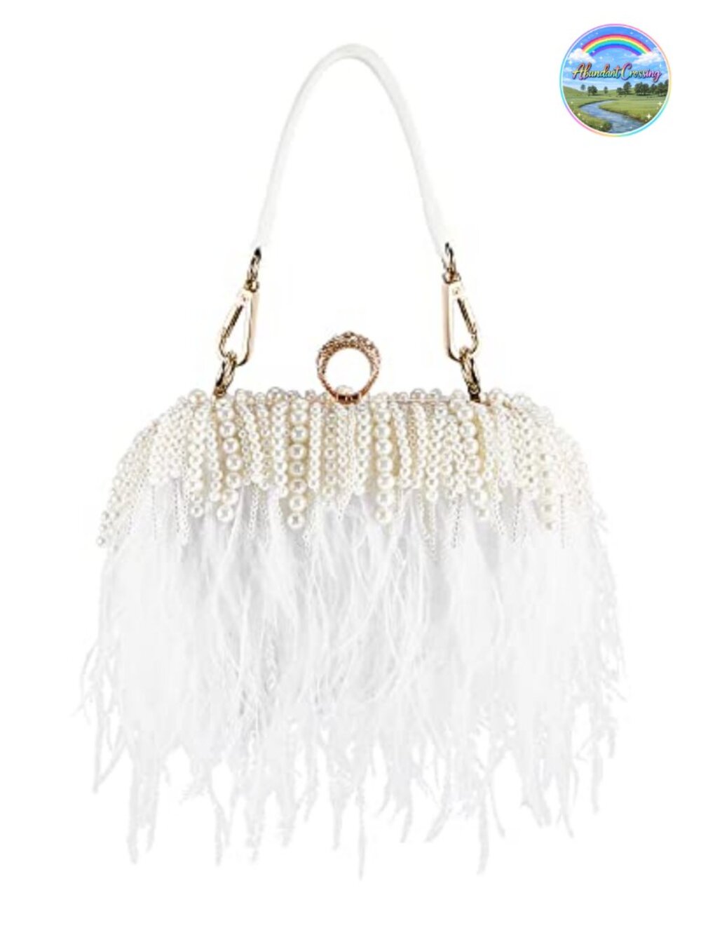 Ostrich Feather Evening Bag Clutch with Chain Formal Party Purse